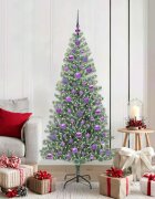 vidaXL Изкуствена коледна елха със сняг и LED светлина 180 cm