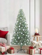 vidaXL Изкуствена коледна елха със сняг и LED светлина 180 cm