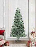 vidaXL Изкуствена коледна елха със сняг и LED светлина 210 cm