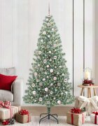 vidaXL Изкуствена коледна елха със сняг и LED светлина 210 cm