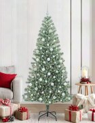 vidaXL Изкуствена коледна елха със сняг и LED светлина 210 cm