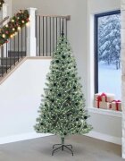 vidaXL Изкуствена коледна елха със сняг и LED светлина 240 cm
