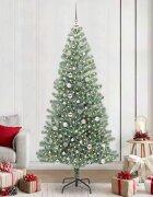 vidaXL Изкуствена коледна елха със сняг и LED светлина 240 cm