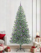 vidaXL Изкуствена коледна елха със сняг и LED светлина 240 cm