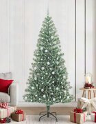 vidaXL Изкуствена коледна елха със сняг и LED светлина 240 cm