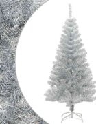 vidaXL Изкуствена коледна елха със стойка сребриста 120 см PET