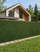 vidaXL Изкуствена ограда Светло зелено 15 x 5 m PVC и стомана
