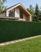 vidaXL Изкуствена ограда Тъмнозелено 1 x 4 m PVC и стомана