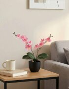 vidaXL Изкуствена орхидея Розово 36 x 10 x 30 см Тъкан ПЕ и ПЕВА