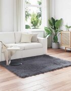 vidaXL Изкуствена овча килим TAFALLA Антрацит 160 x 160 cm Полиестер