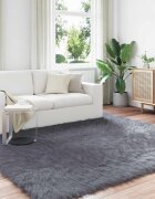 vidaXL Изкуствена овча килим TAFALLA Антрацит 200 x 200 cm Полиестер