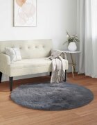vidaXL Изкуствена овча килим TAFALLA Антрацит Ø 80 cm Полиестер