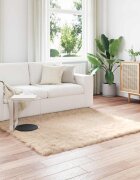 vidaXL Изкуствена овча килим TAFALLA Бежово 120 x 120 cm Полиестер