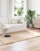 vidaXL Изкуствена овча килим TAFALLA Бежово 160 x 230 cm Полиестер
