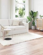 vidaXL Изкуствена овча килим TAFALLA Бяло 100 x 200 cm Полиестер