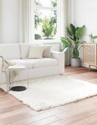 vidaXL Изкуствена овча килим TAFALLA Бяло 160 x 160 cm Полиестер