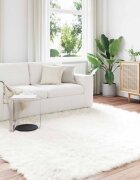 vidaXL Изкуствена овча килим TAFALLA Бяло 240 x 240 cm Полиестер