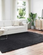 vidaXL Изкуствена овча килим TAFALLA Черно 200 x 280 см Полиестер
