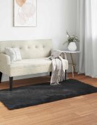vidaXL Изкуствена овча килим TAFALLA Черно 80 x 150 cm Полиестер