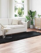 vidaXL Изкуствена овча килим TAFALLA Черно 80 x 250 cm Полиестер