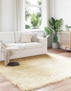 vidaXL Изкуствена овча килим TAFALLA Кремаво 240 x 240 cm Полиестер