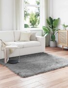 vidaXL Изкуствена овча килим TAFALLA Сиво 160 x 160 cm Полиестер