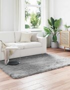 vidaXL Изкуствена овча килим TAFALLA Сиво 160 x 230 cm Полиестер