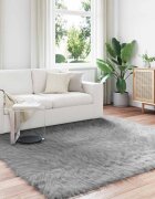 vidaXL Изкуствена овча килим TAFALLA Сиво 240 x 240 cm Полиестер