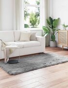 vidaXL Изкуствена овча килим TAFALLA Сиво 80 x 200 cm Полиестер