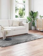 vidaXL Изкуствена овча килим TAFALLA Сиво 80 x 250 cm Полиестер
