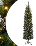 vidaXL Изкуствена тънка коледна елха 300 LED 180 см