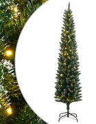 vidaXL Изкуствена тънка коледна елха 300 LED 180 см