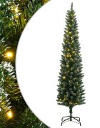 vidaXL Изкуствена тънка коледна елха 300 LED 210 см