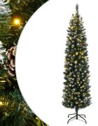 vidaXL Изкуствена тънка коледна елха 300 LED 240 см