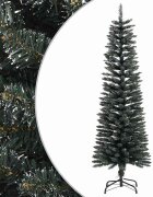 vidaXL Изкуствена тънка коледна елха със стойка зелена 150 см PVC