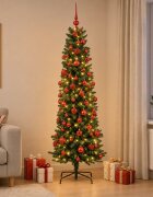 vidaXL Изкуствена тясна коледна елха с топка 240 см 300 LED светодиода