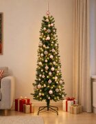 vidaXL Изкуствена тясна коледна елха с топка 240 см 300 LED светодиода
