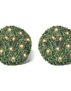 vidaXL Изкуствени топки чемшир 27 см със соларен LED стринг 2 бр