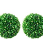 vidaXL Изкуствени топки от чемшир с LED светлини 2 бр. зелени 47 см