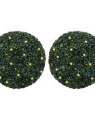 vidaXL Изкуствени топки от чемшир с LED светлини 2 бр. зелени 52 см