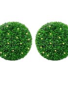 vidaXL Изкуствени топки от чемшир с LED светлини 2 бр. зелени 55 см