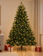 vidaXL Изкуствено коледно дърво с хингед 150 см 150 LED светодиода