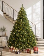 vidaXL Изкуствено коледно дърво с хингед 270 см 600 LED светодиода