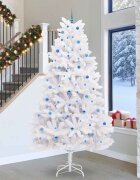 vidaXL Изкуствено коледно дърво с хингед Бяло 300 cm PVC и стомана
