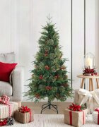 vidaXL Изкуствено коледно дърво с хингед Зелен 150 cm