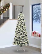 vidaXL Изкуствено коледно дърво с хингед Зелен и бял 240 cm
