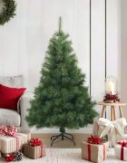 vidaXL Изкуствено коледно дърво с хингед Зелено 120 cm ПВЦ стомана