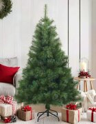 vidaXL Изкуствено коледно дърво с хингед Зелено 150 cm ПВЦ стомана
