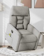 vidaXL Изправящ масажен наклоняем стол светлосив микрофибърен текстил