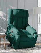 vidaXL Изправящ масажен наклоняем стол тъмнозелен текстил